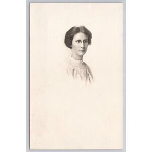 Vintage Portrait RPPC Postcard Woman with Glasses Studio Photo Antique Ephemera